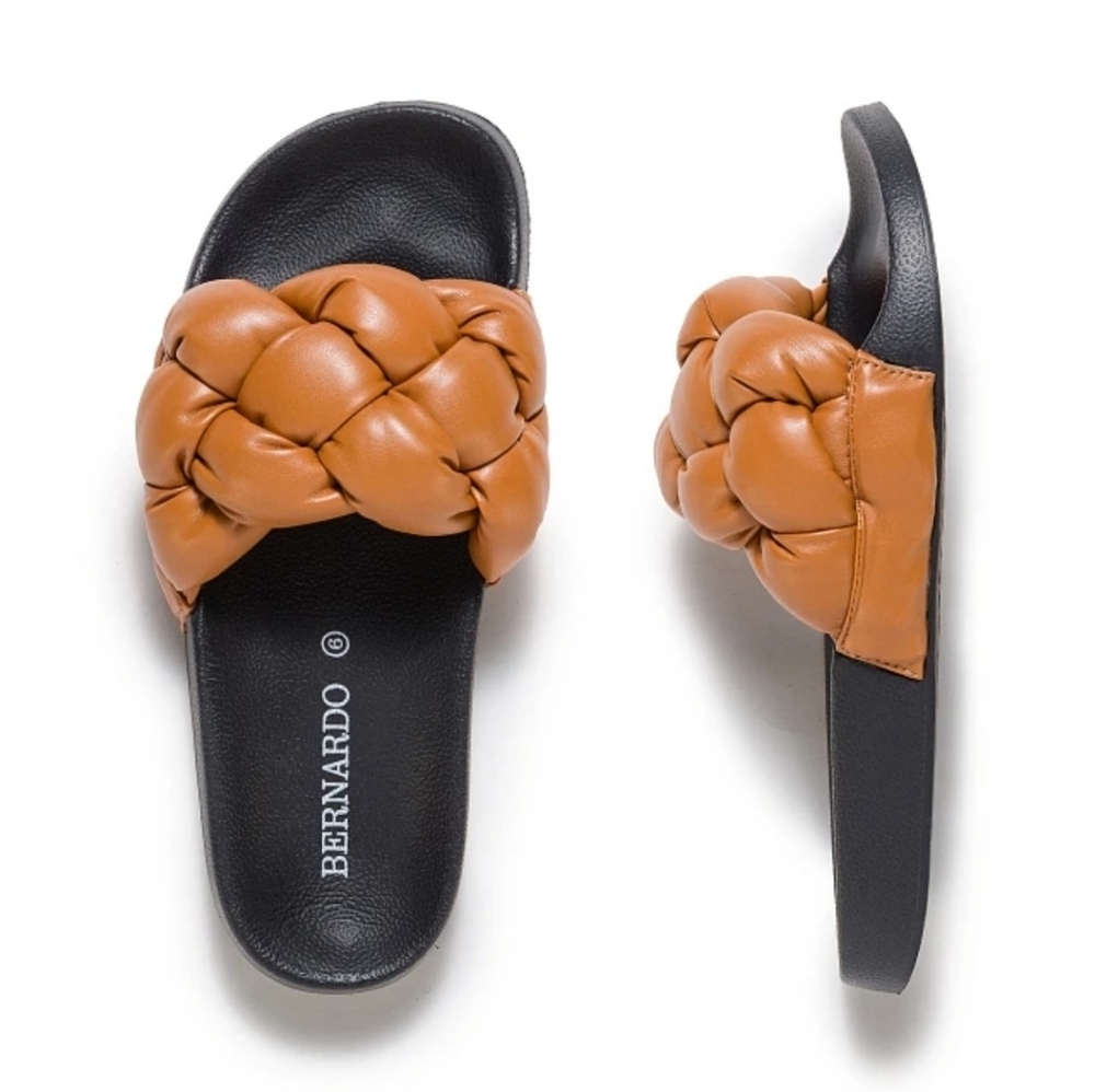 🤎▪️Bernardo▪️ Rylee Brown Braided Slides Sandals Sizes 7